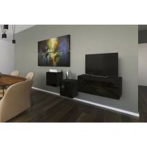 Viva - Ensemble meuble tv next 263 AN263-17B-HG20-1A noir brillant 191 cm