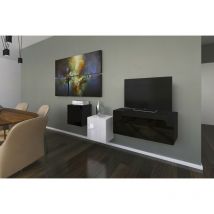 Viva - Ensemble meuble tv next 263 AN263-17BW-HG22-1A noir-blanc brillant 191 cm