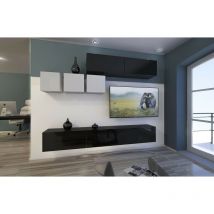 Viva - Ensemble meuble tv next 273 AN273-17BW-HG22-1B noir-blanc brillant 249 cm