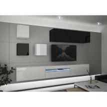 Ensemble meuble TV NEXT 277 AN277-17BW-HG29-1A blanc-noir brillant 257 cm