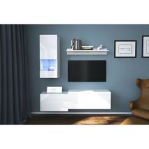 Ensemble meuble tv next 290 AN290-17W-HG24-1B blanc brillant 174 cm