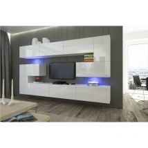 Ensemble meuble TV NEXT 3 AN3-17W-HG21-1B blanc brillant 286 cm