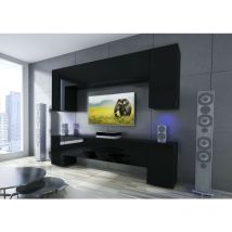 Viva - Ensemble meuble tv next 33 AN33-17B-HG20-1B noir brillant 256 cm