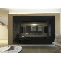 Viva - Ensemble meuble tv next 4 AN4-17B-HG20-1B noir brillant 256 cm
