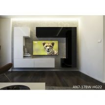 Viva - Ensemble meuble tv next 7 AN7-17BW-HG22-1B blanc-noir brillant 272 cm
