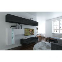 Viva - Ensemble meuble tv next 81 AN81-17BW-HG21-1B noir-blanc brillant 265 cm