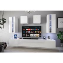 Ensemble meuble tv smile blanc en plusieurs dimensions - 273 x 35 x 186-206 cm