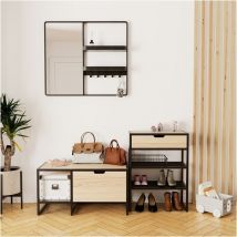 Mob-in - Ensemble meubles d'entrée banc + console + miroir wilko