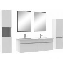 Ensemble meubles Salle de Bain 120cm avec colonne + miroir Blanc