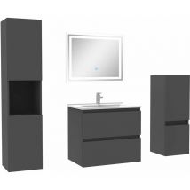 Acezanble - Ensemble meubles Salle de Bain 60cm vasque et colonnex2 et miroir Anthracite