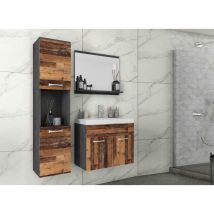 Deco In Paris - harmony - Ensemble meubles salle de bain design suspendu - Gris foncé et chêne vieilli harmony