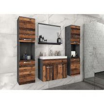Deco In Paris - harmony - Ensemble meubles salle de bain design suspendu xl - Gris foncé et chêne vieilli harmony