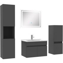Meubles simple vasque 60cm,meuble acve colonne et miroir Anthracite