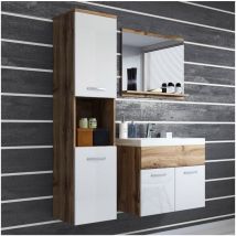HARMONY - Ensemble meubles salle de bain suspendu - Bois et blanc HARMONY
