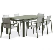 Dcb Garden - miami - Ensemble repas de jardin 6 places en aluminium kaki