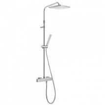 TRES – 719701 – Ensemble mitigeur douche Cuadro – Colonne de douche thermostatique – Finition métal, Forme de la pomme haute, Matières, Forme du 