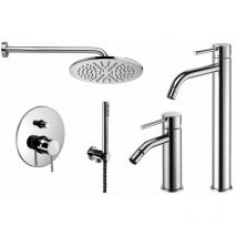 Paffoni - Ensemble mitigeur lavabo haut, bidet et kit de douche chromé Light KITLIG7CR
