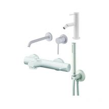 Gattoni Rubinetteria - Ensemble mitigeur lavabo mural, mitigeur bidet et kit baignoire en blanc mat Gattoni Easy KITEASYBO9
