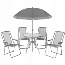 ENSEMBLE MOBILIER DE JARDIN POUR TERRASSE POUR Gazebo, TABLE PARAPLUIE, 4 CHAISES PLIABLES