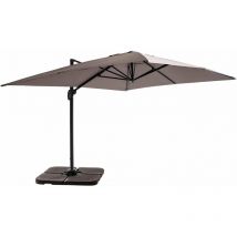 Parasol déporté 3x4m et 4 dalles à remplir aluminium taupe