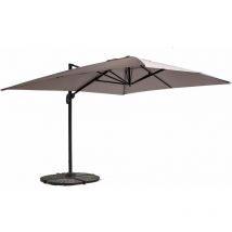 Parasol déporté 3x4m et 4 dalles lestées aluminium taupe