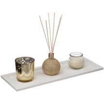 Ensemble parfumé avec bougie et diffuseur, doré.