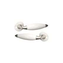 Ouvre&Déco - 2 poignées sur rosace athena sans trou, porcelaine blanche