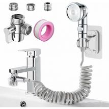 Ensemble Pommeau Douche pour Lavabo, Roscid 3 Modes Pommeau de Douchette de Salle de Bain Pomme de Douche à Main avec 3 Adaptateurs de Robinet, 3