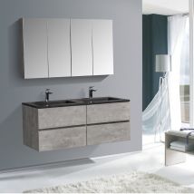 Bernstein - Ensemble pour salle de bain edge 1300 - dans différentes couleurs - armoire de toilette et colonne en option Sans miroir, Béton, 1x