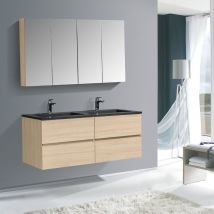 Bernstein - Ensemble pour salle de bain edge 1300 - dans différentes couleurs - armoire de toilette et colonne en option Sans miroir, Chêne naturel,
