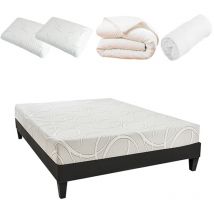 Rendez-vous Déco - olympe literie Pack Prêt à dormir poseidon 140x200 cm Matelas Mémoire de forme + Sommier + Accessoires