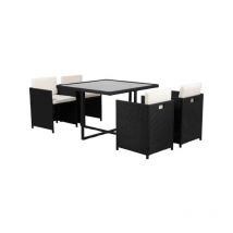 Ensemble repas encastrable 4 personnes MALA résine tressée noir