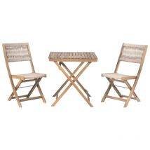 Beau Rivage - Ensemble repas amila 2 places en bois d'acacia blanchi fsc et corde beige