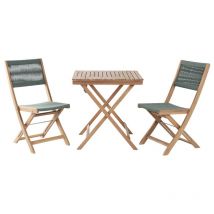 Beau Rivage - Ensemble repas amila 2 places en bois d'acacia blanchi fsc et corde verte
