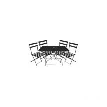 Chalet&jardin - Ensemble repas Bistrot dépliant métal - Table + 4 Chaises - Noir