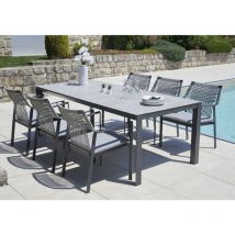 Ensemble repas Caledonie Gris anthracite 220x100x75 cm