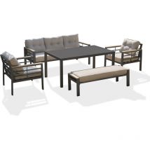 Dcb Garden - cayenne - Set pranzo da giardino 7 posti in alluminio grigio antracite