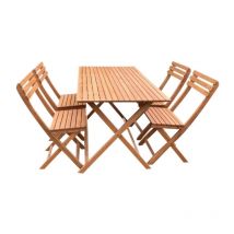 Ensemble repas de jardin en bois d'eucalyptus FSC - 4 personnes
