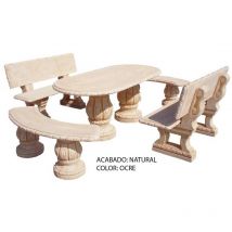 Anaparra - Ensemble repas de jardin en Pierre azalea 10 personnes - Naturel - Couleur ocre