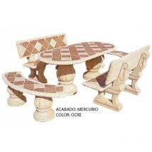 Anaparra - Ensemble repas de jardin en Pierre azalea 10 personnes - Tuile: Mercure - Couleur ocre