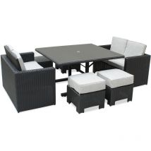 Dcb Garden - oceane - Ensemble repas de jardin encastrable 8 places en résine tressée noire