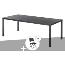 Hesperide - Ensemble repas table de jardin rectangulaire alu Piazza Graphite + 8 chaises Modula - Hespéride