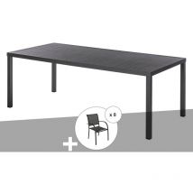 Hesperide - Ensemble repas table de jardin rectangulaire alu Piazza Graphite + 8 fauteuils Piazza - Hespéride