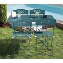 Venone - Ensemble table et chaises de jardin - 4 places - Bleu Canard