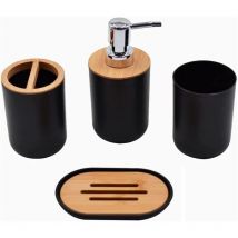 Ensemble Salle de Bain Accessoire - 4 Pièces Set Salle de Bain Contient Bouteilles de Lotion, Porte Brosse à Dents, Tasse à Dents, Porte Savon