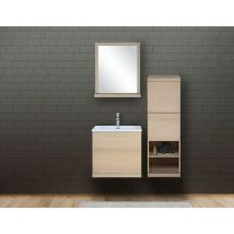Mob-in - Meuble salle de bain 60 cm + Vasque + Miroir + Demi-colonne enio