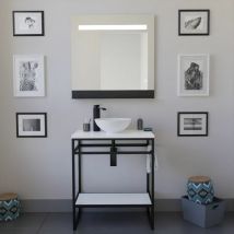 Cuisibane - Meuble structura 70 cm avec vasque à poser et miroir led Etal- Blanc