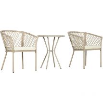 Outsunny - Ensemble salon de jardin 2 places 3 pièces avec coussins résine tressée beige