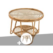 Jardiline - Ensemble salon de jardin bohème, fauteuil en macramé + table basse