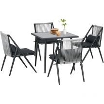 Outsunny - Ensemble salon de jardin design Acapulco 4 places 5 pièces noir alu gris